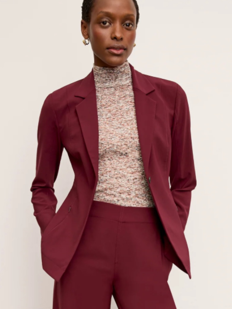 Mm Lafleur Moreland Travel Blazer In Berry Jam - Origami Tech